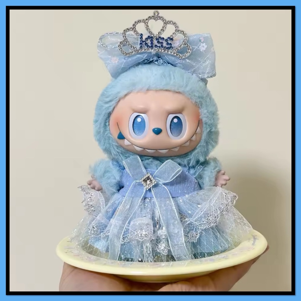 Labubu Blue Plush Fairy Dress-Up  with Tiara